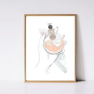 Smell The Flowers Art Print - Glam Watercolor Painting Wall Decor - Perfume Art - Simple Fashion Artwork - Fashion art Print - Perfume