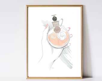 Glam Perfume Watercolor Painting – Fashion Art Print