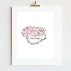 Decorazione da parete minimalista per arredo cucina, stampe, citazione ispiratrice per acquerello botanico, tazza da tè, stampa artistica da parete
