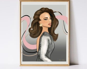 Fashion Illustration Art Print, Modern Glam Wall Art, Neutral Chic Decor, Feminine Art Print