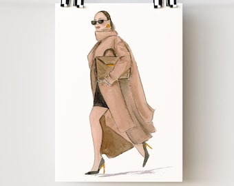 Fashion Illustration Art Print, Glamorous Boss Decor
