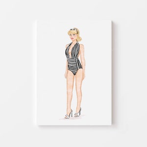Watercolor Illustration Wall Art for LIving Room Barbie Painting Art Entryway Wall Decor Statement Poster Art Fashion Illustration