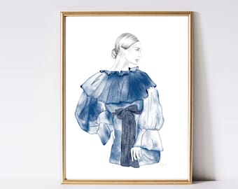 Aquamarine Fashion Illustration Print – Watercolor Wall Art