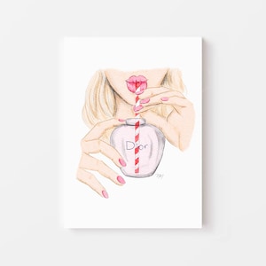 Chic and Refreshing: Perfume Fashion Illustration Print - Fashionable home decor - Stylish decor inspo - Gallery Wall idea - Fashion print