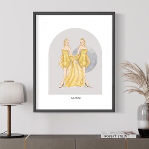 Fashion Illustration Watercolor Art Print Zodiac Wall Decor for Home Art Gift Idea for Her Birthday Art Celestial Star Artwork Planet