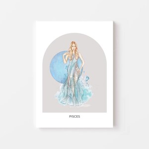 Pisces Art print - Girly Watercolor Art - Watercolor Fashion Artwork - Fashion art Print - Fashion illustration - wall art - Zodiac art