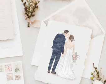 Personalisiertes Aquarell Hochzeitsportrait, Hochzeitsgeschenk