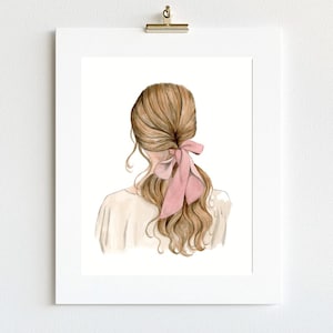 Minimalist Watercolor Art Print Bow Wall Art for Living Room Fashion Illustration Painting Art Print Pink Entryway Wall Decor for Bedroom