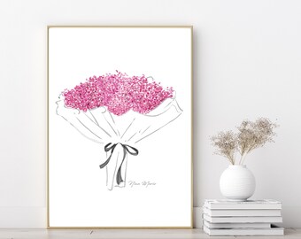 Delicate Bouquet Fashion Art Print, Floral Art for Home Decor, Nina Maric Illustration  Hand Painted Wall Decor, Flower Wall Art