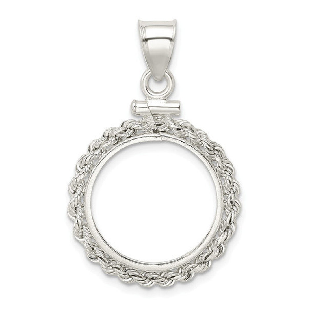 Sterling Silver 18 X 1.2mm Rope Coin Bezel Pendant - Etsy
