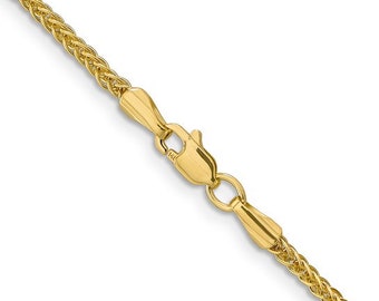 14K Yellow Gold 16 inch 2mm Semi-Solid 3-Wire Wheat with Lobster Clasp Chain