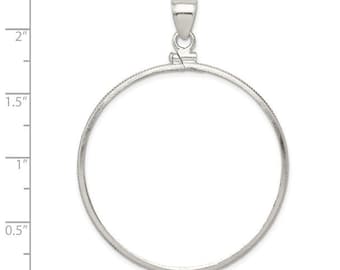 Sterling Silver 40.6 x 3.1mm Plain Coin Bezel Pendant