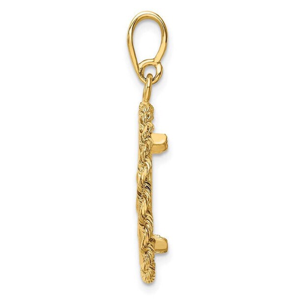14k Yellow Gold 2mm Rope Edge 16.5mm Prong Coin Bezel Pendant - Fits 1/ ...