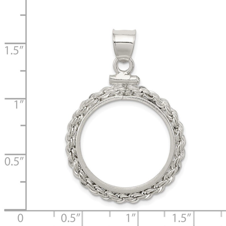 Sterling Silver Polished Rope 21.1 X 2.0mm (US Nickel) Screw Top Coin ...