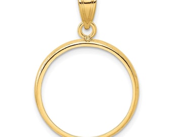 14k Yellow Gold 19.0mm Polished Prong Coin Bezel Pendant - Fits 5 Pesos