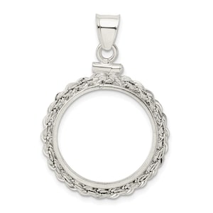 Sterling Silver Polished Rope 21.1 X 2.0mm (US Nickel) Screw Top Coin ...