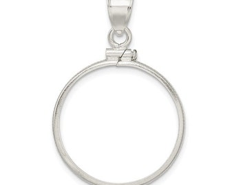 Colgante de plata de ley con bisel de moneda lisa de 24,1 x 1,7 mm