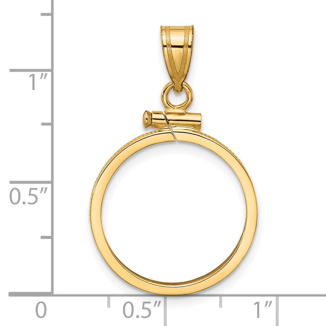 10k Yellow Gold Polished 32.0mm X 2.85mm Screw Top Coin Bezel Pendant