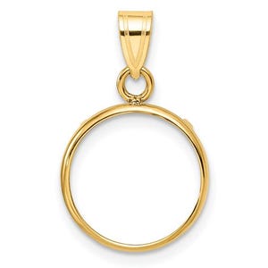 10k Polished 13.0mm Prong Coin Bezel Pendant