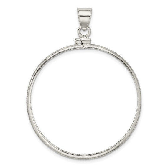 Sterling Silver 39.4 x 3.1mm Plain Coin Bezel Pendant Etsy