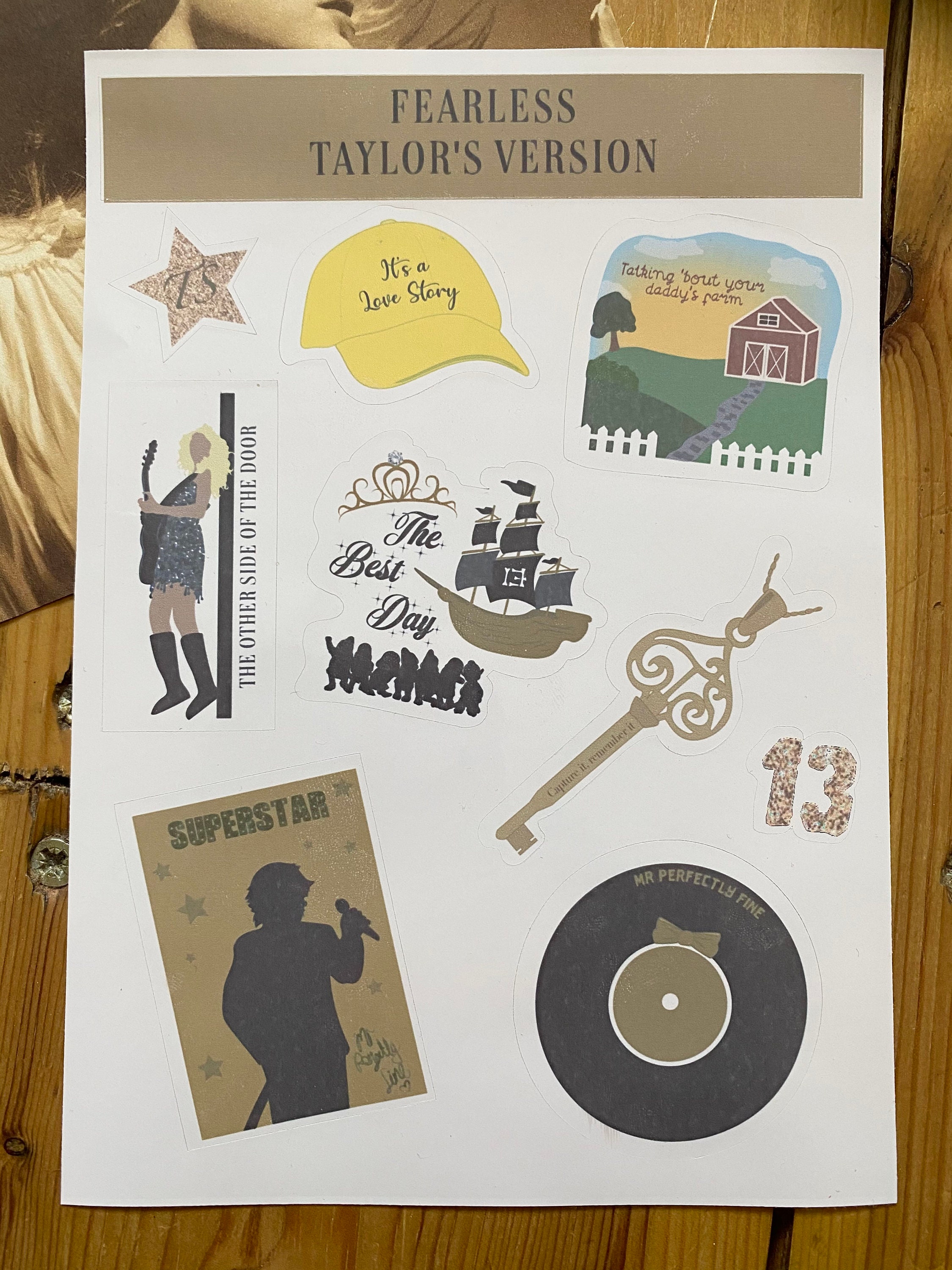 Taylor Swift Fearless Taylors Version Sticker Sheet | Etsy