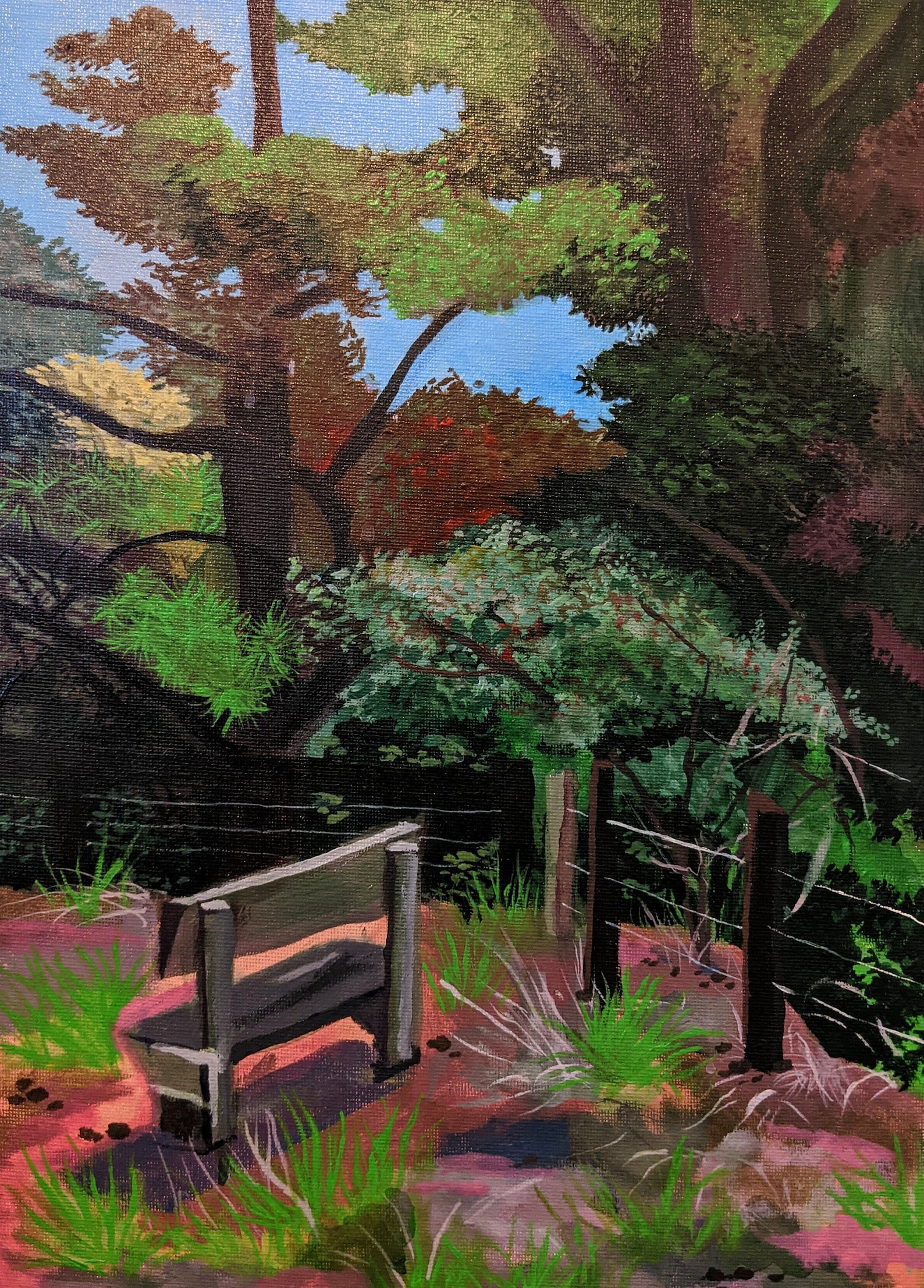 Park Bench Acrylic Painting on Canvas Etsy