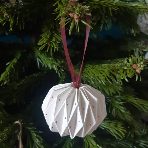 Boule de Noël origami rouge et blanche