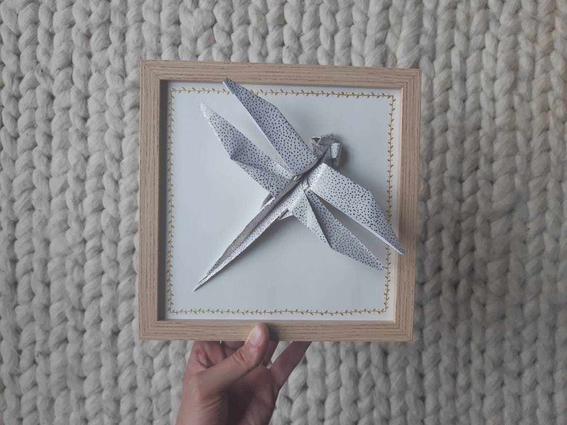 Cadre Origami Libellule Dorée