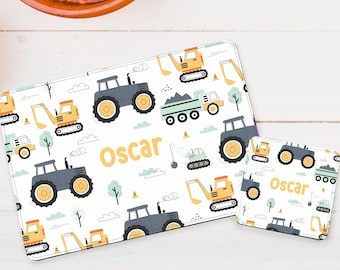 Children's Personalised Tractor Placemat - Gift Ideas for Birthday Parties, Boys & Girls Homeware Presents, Kids Table Mats, Custom Farm 030