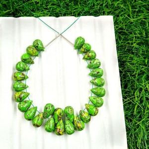 Green Copper Turquoise Smooth Tear Drop Briolettes, Copper Green Turquoise Beads, Superb Item At Low Price, Size 12x8 mm, 27 Pieces Strand