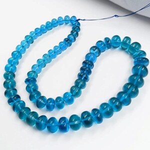 AAA+ London Blue Topaz Smooth Rondelle Beads, Top Quality Topaz Beads, Rarest London Blue Topaz Gemstone Beads For Jewelry, 7-9 mm 14 Inches