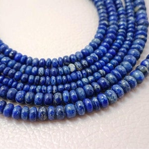 Contas de lápis-lazúli, contas de lápis-lazúli naturais, contas lisas de lápis-lazúli de qualidade AAA, contas de cabochão de lápis-lazúli redondos, 4-4,5 mm, contas de 16 polegadas