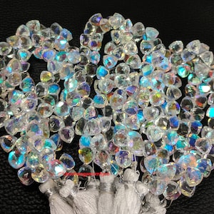 Rainbow Moonstone Quartz Micro Faceted 3D Trillion Shape Briolettes,Moonstone Quartz Gemstone Beads,Jewelry Making,Size 8mm 8 Inch Strand