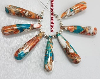 Rare Oyster Copper Turquoise Smooth Elongated Teardrop Briolettes,Oyster Copper Turquoise Matched Beads,Size 30x7mm