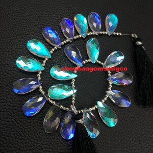 Multi Fire Rainbow Moonstone Quartz Faceted Pear Shape Briolettes, Multi Flashy Fire Beads, Good Making Stone, Size 20x10mm