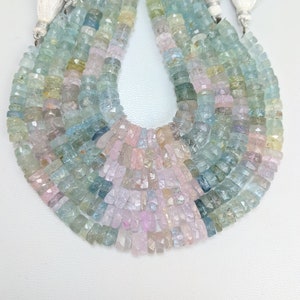 Multi Aquamarine Faceted Beads,Aquamarine Tyre Rondelle Shape Heishi Cut Gemstone,Multi Stone Jewelry Beads,Well Polish Bead,8 Inches Strand