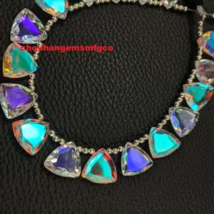 Multi Fire Rainbow Moonstone Quartz Faceted Trillion Shape Briolettes, Multi Flashy Fire Beads, Good Jewelry Making Gemstone, Size 12x12mm