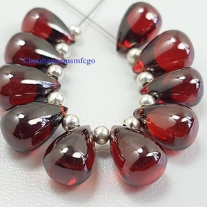 Red Zircon Beads,Red Blood Zircon Smooth Beads,High Polished Zircon Teardrop Briolettes,Smooth Zircon,Size 12x8mm,8 Inches Strand Beads