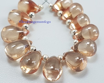 Shampagne Zircon Beads,Zircon Smooth Beads,High Polished Zircon Teardrop Shape Briolettes,Smooth Zircon,Size 12x8mm,8 Inches Strand Beads