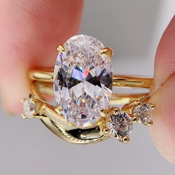 925 Sterling Silver Oval Cut Certified GRA Moissanite Diamond Ring, Wedding Ring, Band Ring, Solitaire Engagement Ring, Anniversary Ring