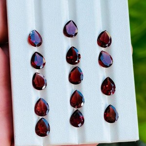 Natural Red Garnet Pear Cut, Faceted Cut Loose Gemstone For Jewelry Making, Excellent Quality Garnet 20.50 Carat Size 9x7x3mm 14 Piece