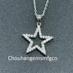Moissanite Diamond Pendant With Chain, 925 Sterling Silver Round Cut Pendant, Star Shape Pendant Gift For Her, Personalized Necklace Jewelry