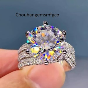 Certified Moissanite Diamond Excellent Round Cut Ring, 925 Sterling Silver Anniversary Ring, Gorgeous Wedding Ring, Engagement Gift for Her