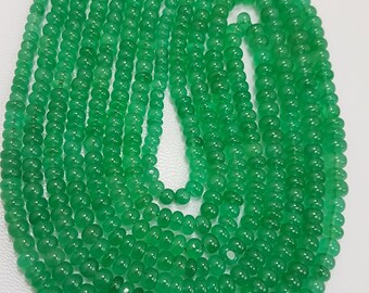 Plain Emerald Rondelle Gemstone Beads 45.50 CTW Smooth Emerald Rondelles Emerald Rondelle Beads 10 Inches Strand