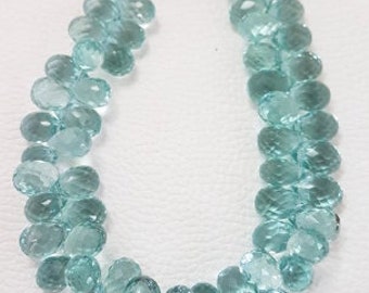 Natural Light Green Chalcedony Smooth Pear Drops Briolette Beads 4pc 15x7mm
