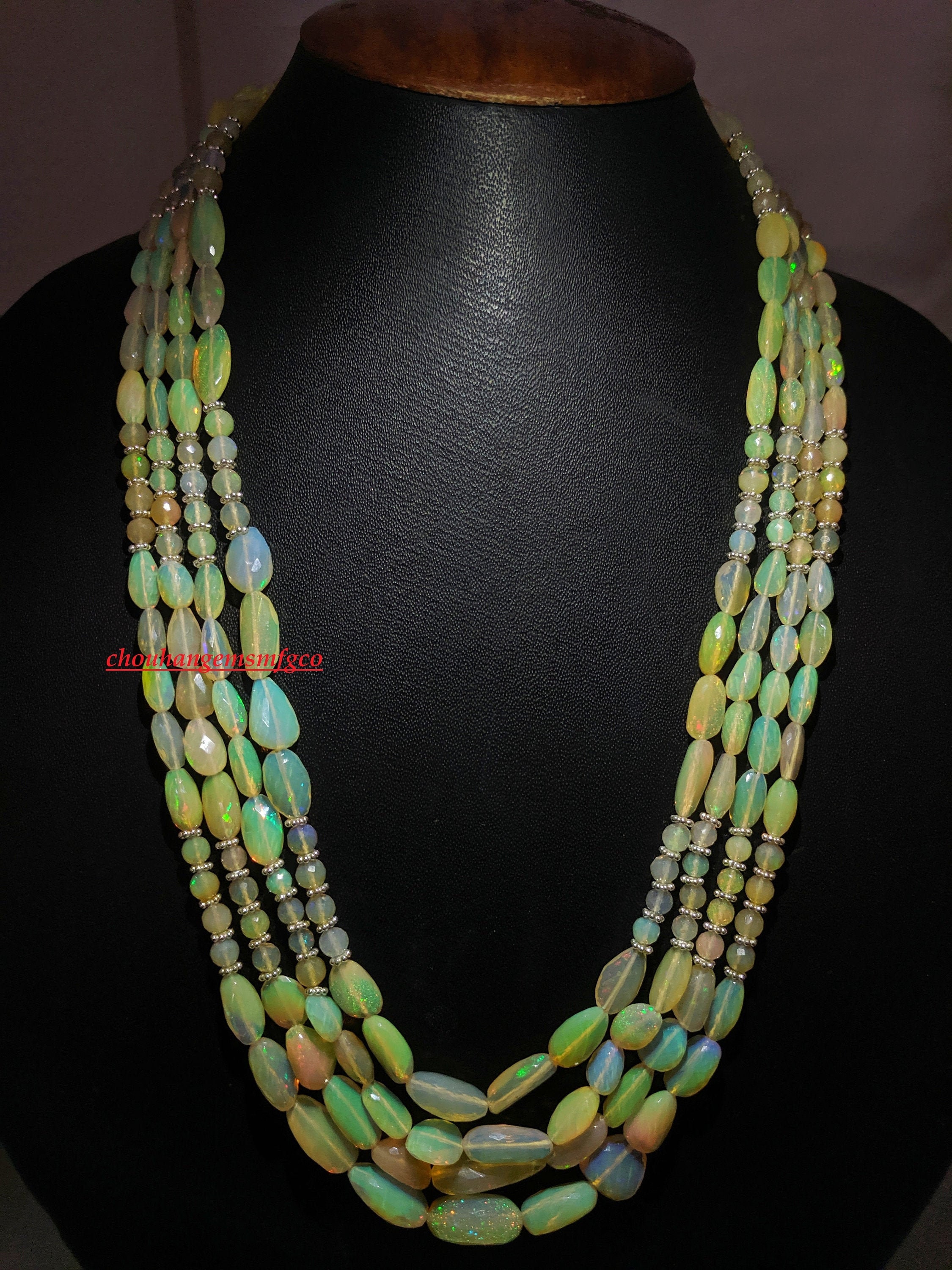 147.45 Crts Natural Welo Dyed Blue Opal Beads Necklace 230 by gemssafari on Jewelry Auctioned