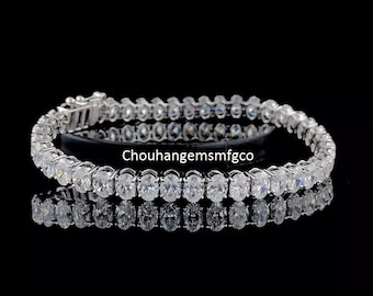 Oval Cut Certified GRA Moissanite Diamond Tennis Bracelet, 925 Sterling Silver Eternity Women's Bracelet, Everyday Bracelet, Bridal Jewelry
