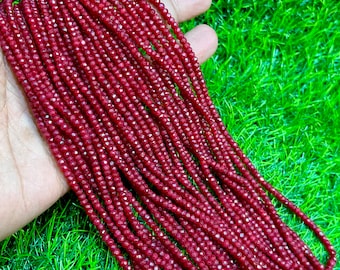 30% Discount Ruby Beads Strand AAA Quality Faceted Rondelle Beads 3-3.5mm MM Size 13 Inches Strand