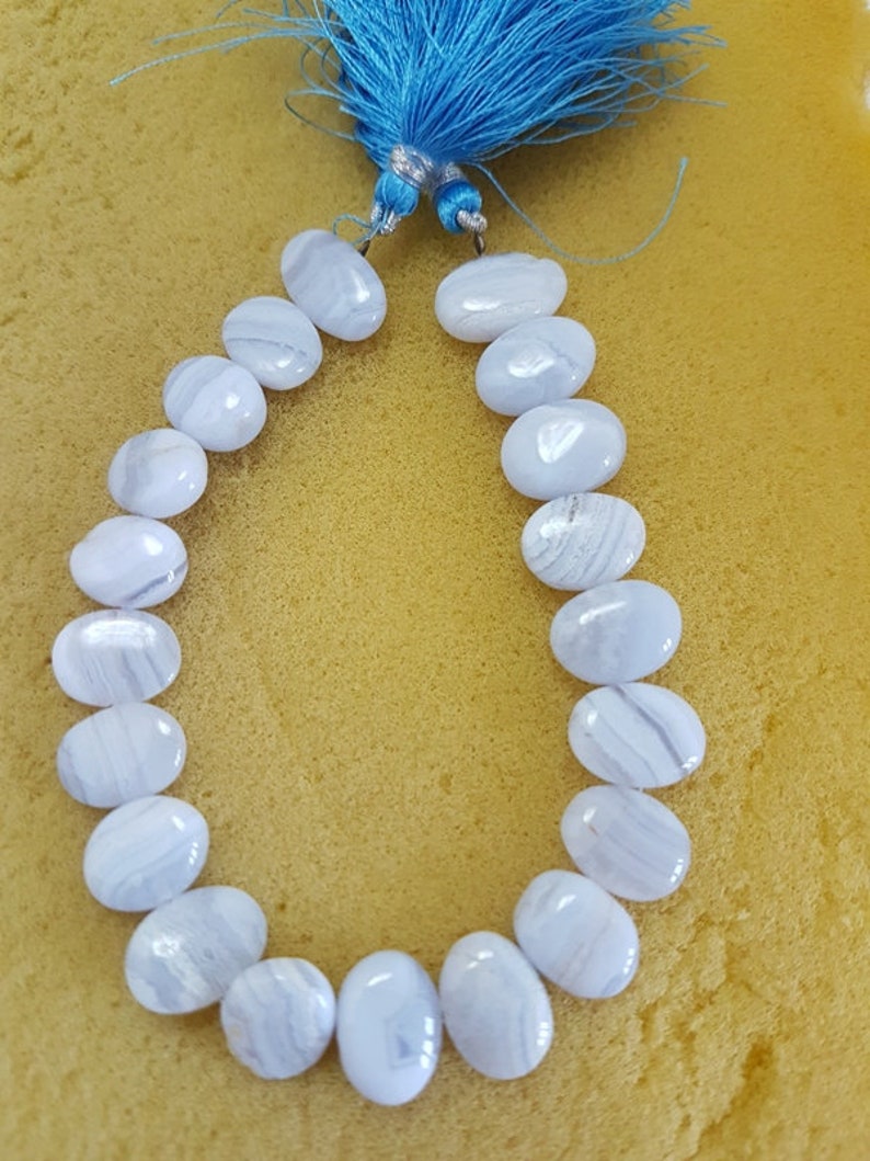 Blue Lace Agate Oval shape smooth beads,blue lace agate beads,AAA quality blue lace agate Oval shape Briolettes,13-15 mm,8 Inch Strand