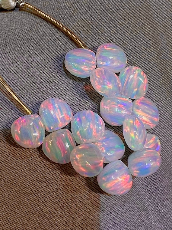 Jelly Opal Smooth Heart shape Beads,Multi Flashy Fire Opal Briolettes,Highly Polish Jelly Opal Healing Power Beads,10mm,10 Pieces